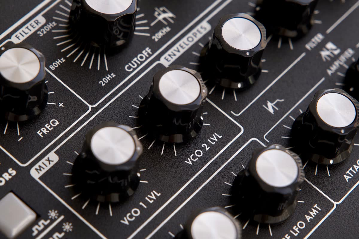 Close view of a synthesizer control panel